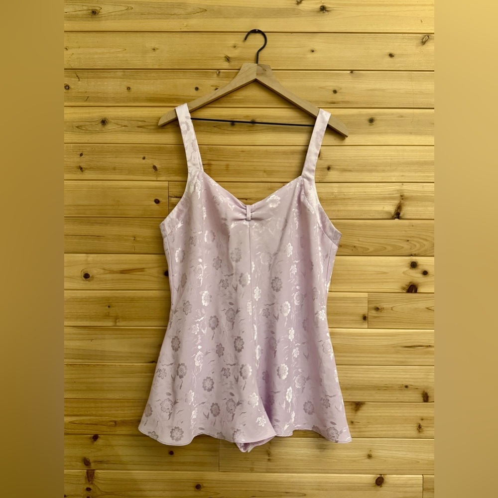 Vintage California Dynasty Large Lilac Bodysuit Nightie Coquette Girly Floral
